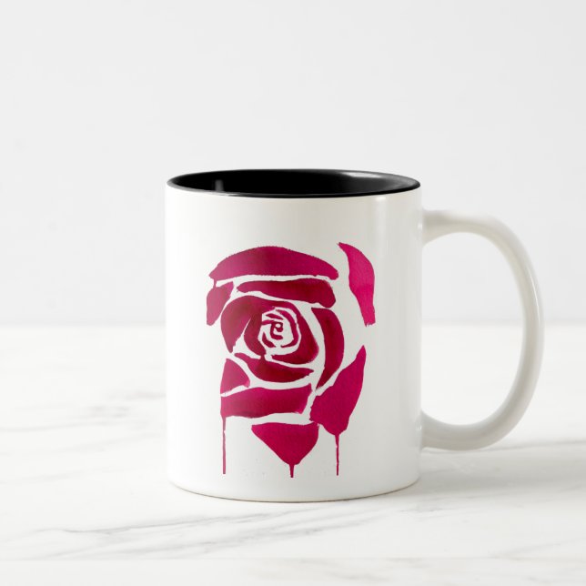 Tasse 2 Couleurs Gothique abstrait rose aquarelle art original (Droit)