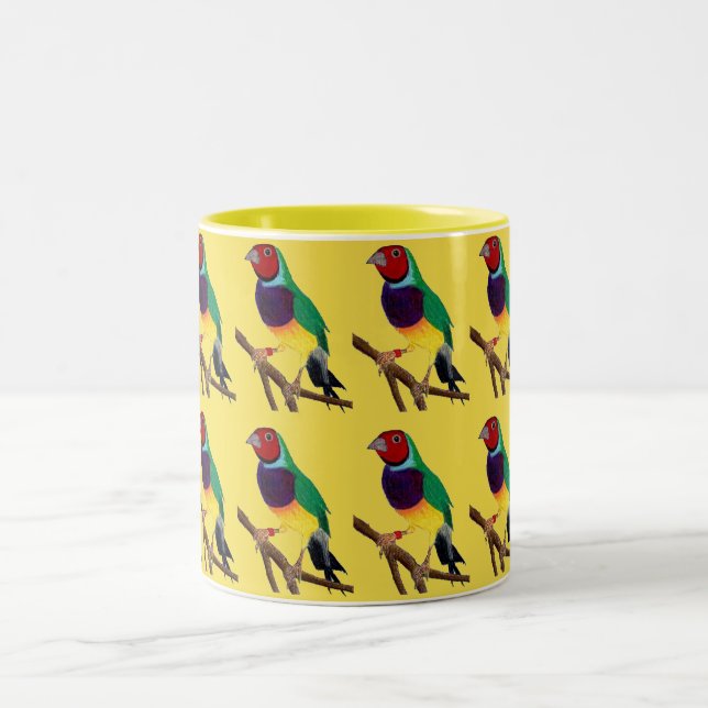 Tasse 2 Couleurs ~ Gouldian Finch ~ Art original ~ Café à deux tons (Centre)