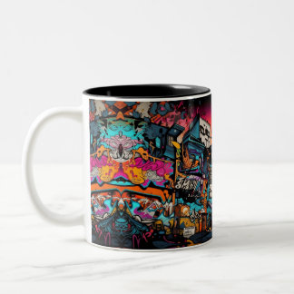 Tasse 2 Couleurs Graffiti Cityscape pour une Sienne Vibrante, dans
