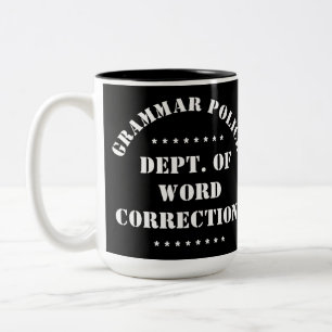 Tasse 2 Couleurs Grammar Humour de police Texte blanc