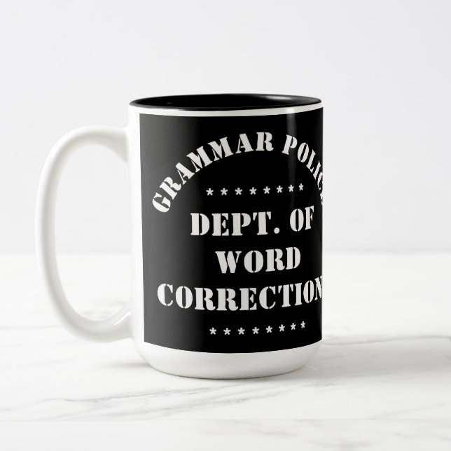 Tasse 2 Couleurs Grammar Humour de police Texte blanc (Gauche)