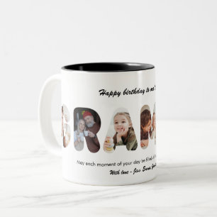 Tasse 2 Couleurs Grammy Collage Photo Personnalisé Grand-mère