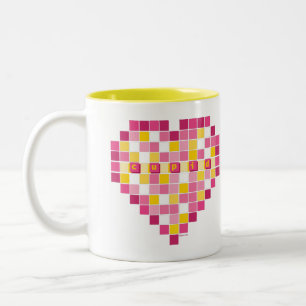 Tasse 2 Couleurs Grand Coeur de Pixel Cupidon
