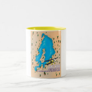 Tasse 2 Couleurs Grand lac africain carte de voyage du lac Kivu.