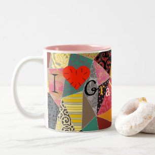 Tasse 2 Couleurs Grand-maman d'amour du patchwork I d'édredon fol
