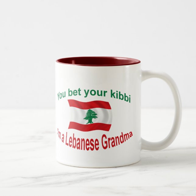 Tasse 2 Couleurs Grand-maman libanaise - pariez votre Kibbi (Droit)