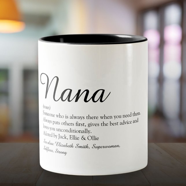 Tasse 2 Couleurs Grand-mère, grand-mère, script de définition de la (Grandma, Granny, Nana Definition Script Two-Tone Coffee Mug)