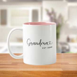 Tasse 2 Couleurs Grand-mère minimaliste écriture élégante établie