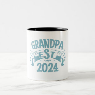 Tasse 2 Couleurs grand-père est 2024, Promoted To Grandpa Est. 2024