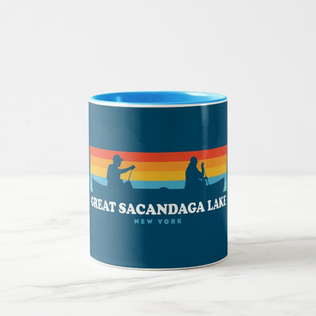 Tasse 2 Couleurs Grand Sacandaga Lake Canot New York (Centre)