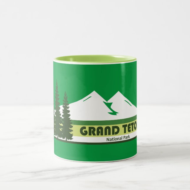 Tasse 2 Couleurs Grand Teton National Park Green Stripes (Centre)