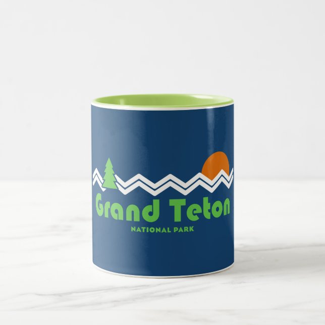 Tasse 2 Couleurs Grand Teton National Park Retro (Centre)