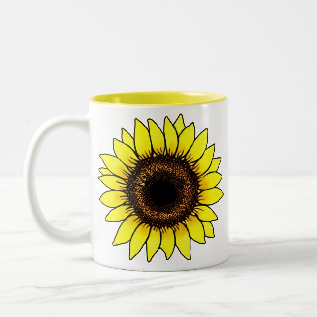 Tasse 2 Couleurs Grand tournesol jaune doré (Gauche)