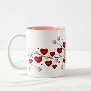 Tasse 2 Couleurs Grande Amour Petite Amour Typographie Florale