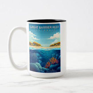 Tasse 2 Couleurs Grande Barrière de Corail Australie Affiche de voy