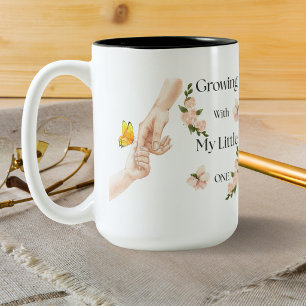 Tasse 2 Couleurs Grandir avec mon petit floral Citation