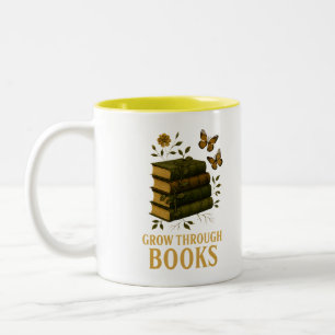 Tasse 2 Couleurs Grandir grâce aux livres Art de livre sur la natur