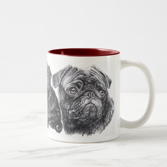 Tasse 2 Couleurs Grandir sur le Carlin noir (Droit)