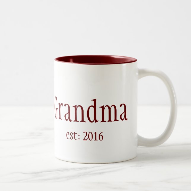 Tasse 2 Couleurs Grandma personnalisable année établie (Droit)
