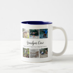 Tasse 2 Couleurs Grandpa's Crew Custom 6 Photo Grid