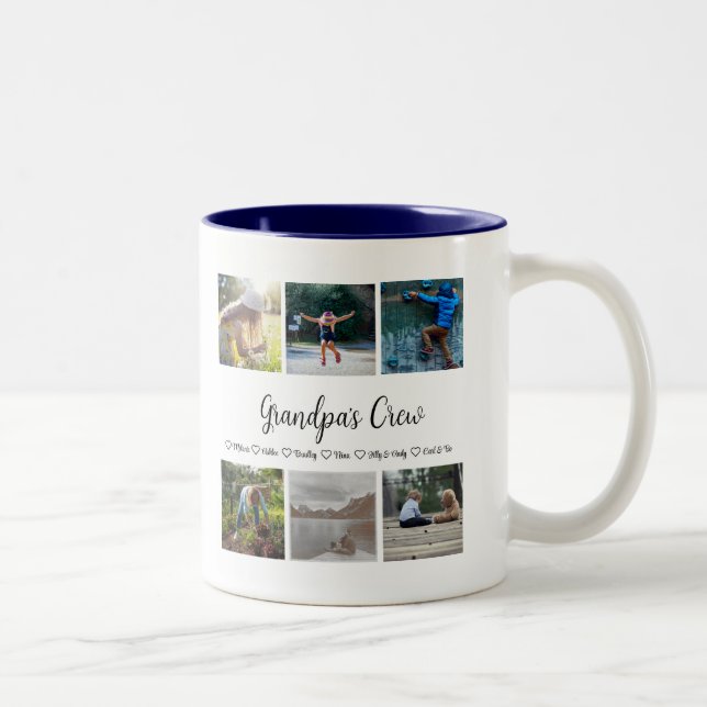 Tasse 2 Couleurs Grandpa's Crew Custom 6 Photo Grid (Droit)