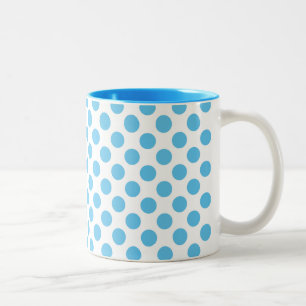 Tasse 2 Couleurs Grands points Aqua en blanc