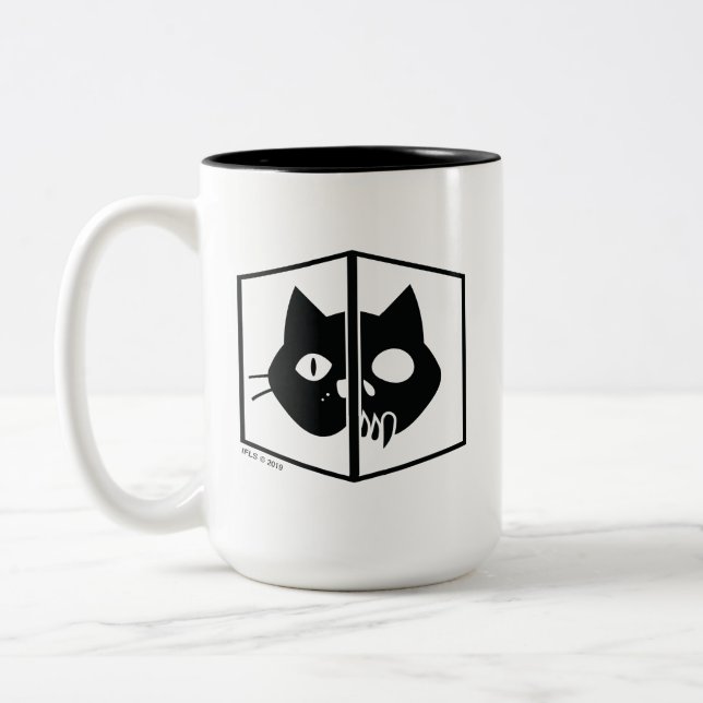 Tasse 2 Couleurs Graphique de chat de Schrödinger (Gauche)