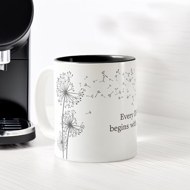 Tasse 2 Couleurs Graphique de citation inspirante Dandelion (Inspiring Quote Graphic Dandelion Two-Tone Coffee Mug)