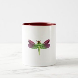 Tasse 2 Couleurs Graphique de libellule botanique à pétale pourpre