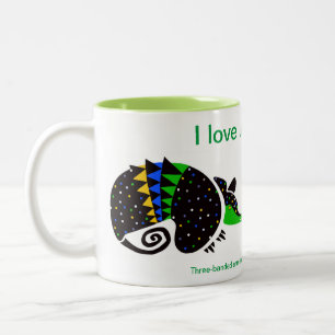 Tasse 2 Couleurs Graphique - J'aime ARMADILLOS - Amoureux des anima