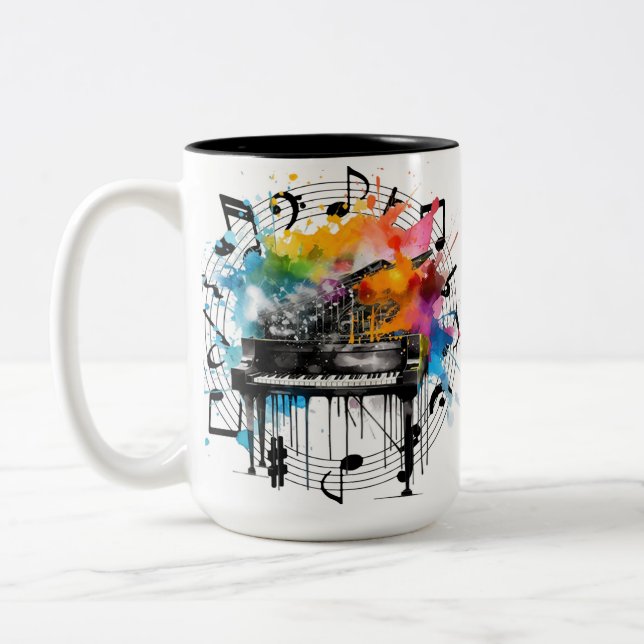 Tasse 2 Couleurs Graphique musical (Gauche)