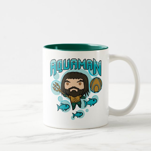 Tasse 2 Couleurs Graphique sous-marin d'Aquaman | Chibi Aquaman (Droit)
