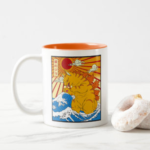 Tasse 2 Couleurs Graphisme de chat d'art japonais drôle Catzilla Of