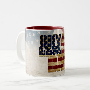 Tasse 2 Couleurs Graphisme Grunge USA 4 juillet Indépendance