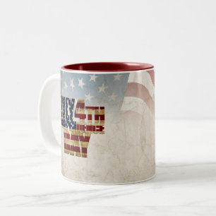 Tasse 2 Couleurs Graphisme Grunge USA 4 juillet Indépendance