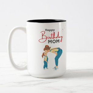 Tasse 2 Couleurs Graphisme « Joyeux Anniversaire Maman » Minimalist
