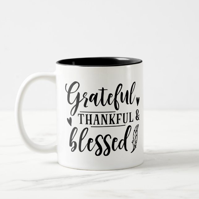 Tasse 2 Couleurs Grateful Thankful & Blessed (Gauche)