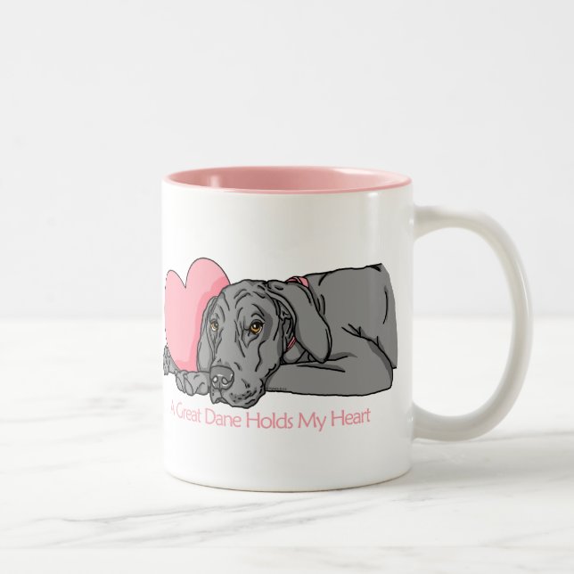 Tasse 2 Couleurs Great Dane tient le coeur noir UC (Droit)