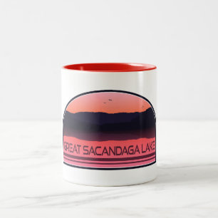 Tasse 2 Couleurs Great Sacandaga Lake New York Red Sunrise