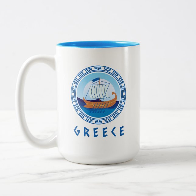 Tasse 2 Couleurs Grèce Conception des navires grecs (Gauche)