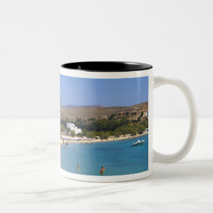 Tasse 2 Couleurs Grèce, île de Paros, plage de Krios au-dessus