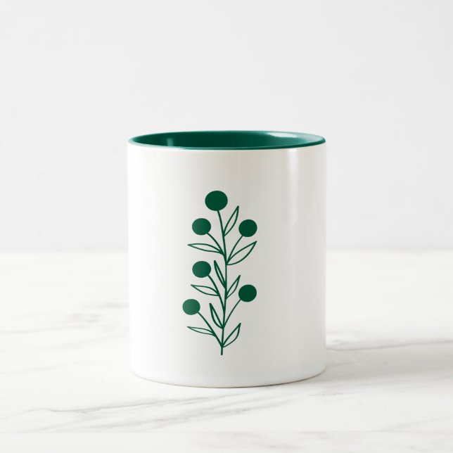 Tasse 2 Couleurs Green Botanical Line Art (Centre)