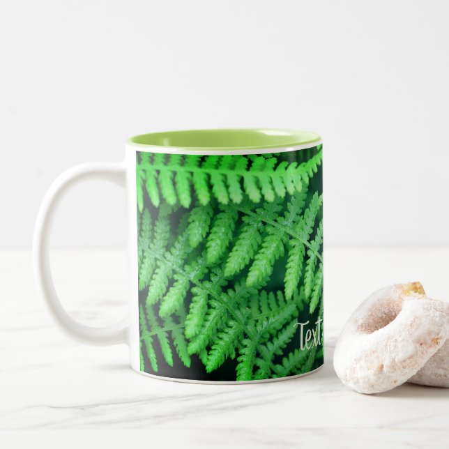 Tasse 2 Couleurs Green Ferns Nature Personnalisée (Avec donut)