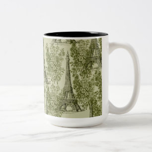 Tasse 2 Couleurs Green Floral Paris Tour Eiffel