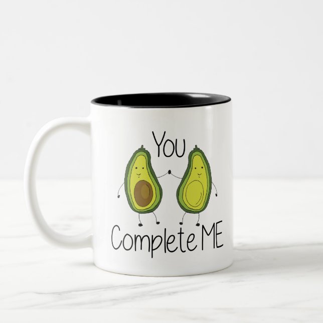 Tasse 2 Couleurs Green You Complete Me Avocado Cartoon Friends (Gauche)