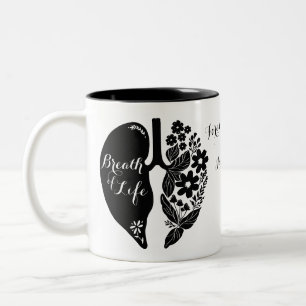 Tasse 2 Couleurs Greffe du poumon Fleur sauvage Souffle de vie Noir