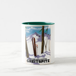 Tasse 2 Couleurs Greitspitz Suisse & Autriche Affiche de ski