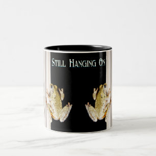 Tasse 2 Couleurs Grenouille à arbre blanc jaune sur le rebord de fe