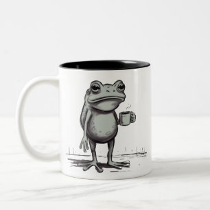Tasse 2 Couleurs Grenouille Buvant du Café Mème Grenouille Mystique