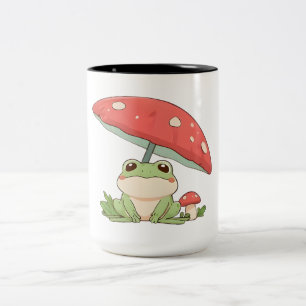 Tasse 2 Couleurs Grenouille de jour de pluie sous champignon design